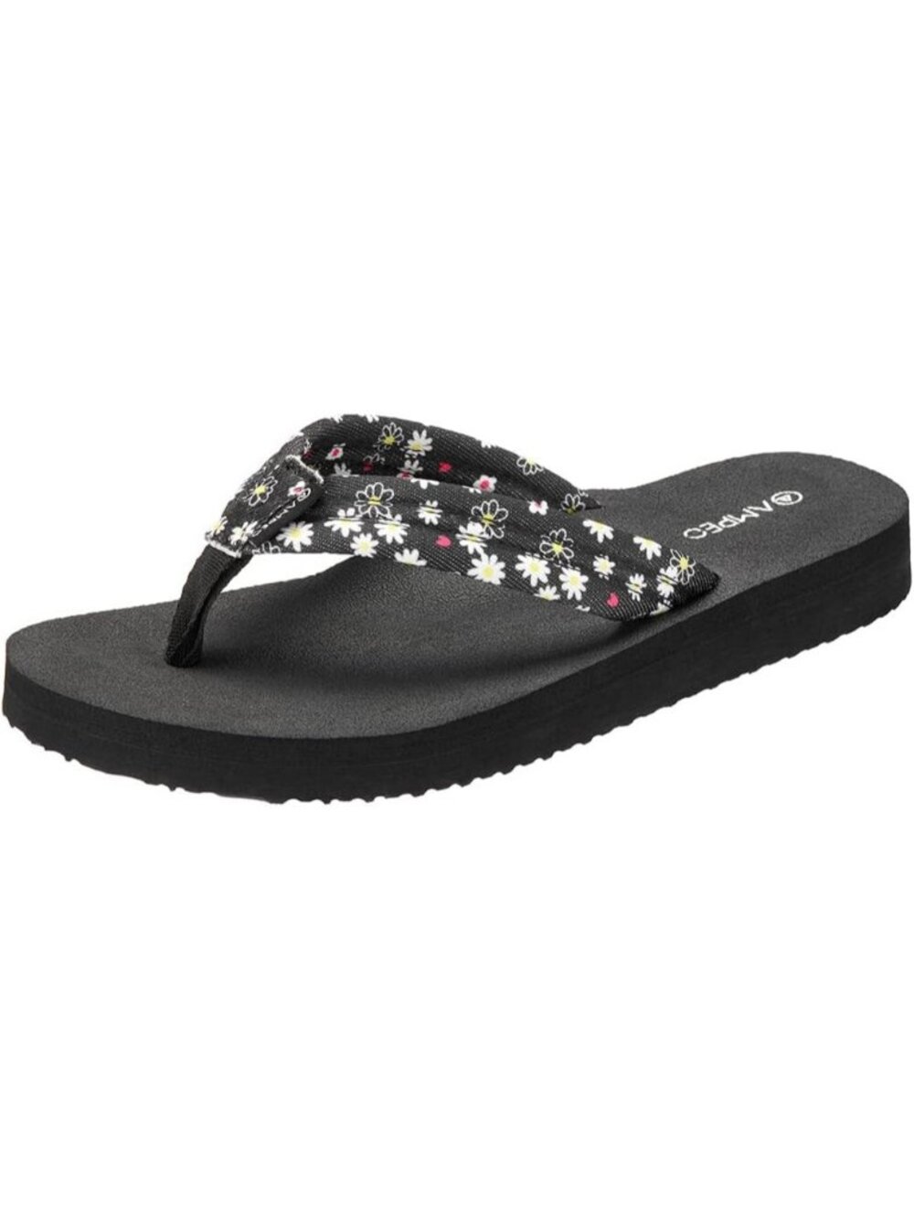 Women's Floral Black Comfortable Flip Flops Summer Casual Beach Thong Sandals